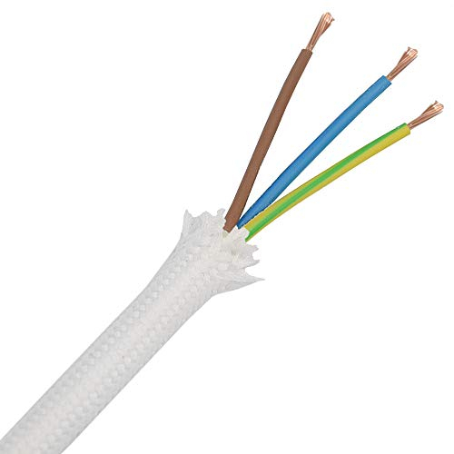5m Stoffkabel Weiss 3x0,75qmm 3G Textilkabel Lampenkabel Leuchtenkabel Kabel Stromkabel umsponnen