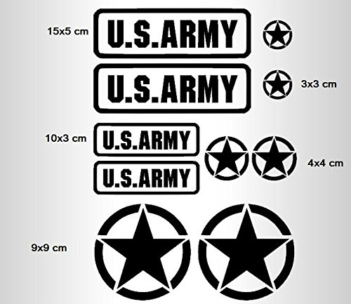 generisch US Army USA Star Aufkleber Set Military Sticker Set XL oder m (91/20) (weiß matt, m)