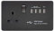 Knightsbridge SFR7USB4 mBB Screwless Switched Socket with 5.1 A Quad USB Charger, Matt Black, 13 A