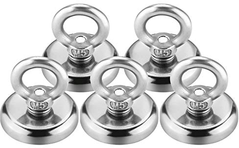 Wukong Stark Neodym Ösenmagnet, Durchmesser 32mm, Zugkraft 30kg Super Starker Neodymium Magnet Haken (5-pcs)