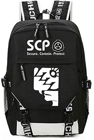 WANHONGYUE SCP Anime Cosplay Schultasche Rucksack Laptop Backpack mit USB-Ladeanschluss Schwarz / 11
