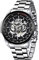 Tiong Business Herrenuhr Automatik Herren Mechanisch Automatikuhr Silber Schwarz Edelstahl Wasserdicht Uhr Herren Designer Analog Cool Leuchtend Steampunk -(Silver Black)