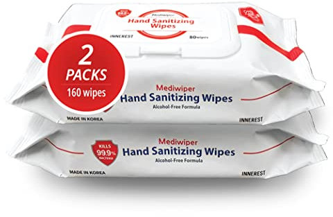 Lingettes humides rafraîchissantes sans alcool - Taille de voyage pour désinfecter/nettoyer/désodoriser les lingettes en vrac