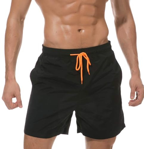 Qrity Homme Shorts de Plage, Short de Bain avec Poches, Séchage Rapide, Cordon de Serrage Réglable pour Vacance Natation Piscine