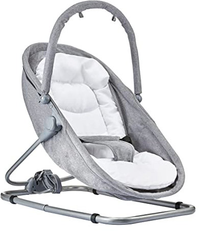 Moby-System 3-in-1 Babywippe und Bett – Verstellbare Wippe, Babyliege und Babybett für Neugeborene und Kleinkinder, leicht faltbar, Grau