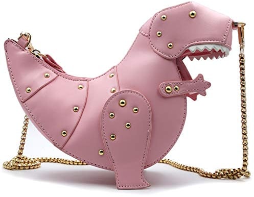 QiMing Dinosaurier Umhängetaschen, PU Niet Tyrannosaurus Rex CrossBody Tasche für Mädchen Frauen