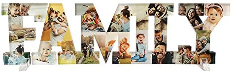 Babloo Targa in Plexiglass Scritta Family Personalizzabile con Foto Idea Regalo per la Casa e per la Famiglia (13X48cm)