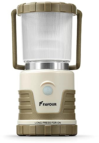 Lampara Camping LED a Pilas, 380lm | Linterna Camping Impermeable y Robusta IP64, Iluminación regulable, Modo Luz de Vela | Farol LED compacto, Iluminación Carpa 360 Grados, gancho integrado
