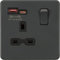 Screwless 13A 1G Switched Skt w/ Dual USB FASTCHARGE ports A/C; 5-12V 4A shared