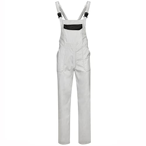 BWOLF Delta Latzhose Herren Arbeitshose Schutz-Latzhose Arbeitslatzhose Baumwolle/Polyester 5 Taschen (Weiß, 3XL)