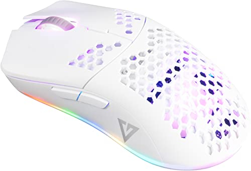 Modecom Volcano Shinobi 3327 Weiß RGB Gaming Maus kabelgebunden | Ergonomische optische PC Mouse für Laptop & Computer | Präziser Sensor | Beleuchtete Wired Maus für Gamer