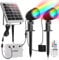 Linke Solar Spot Lights Outdoor Garden, 2 in 1 RGB Colour Changing Solar Landscape Spotlights with Remote Control, Dusk to Dawn Wall Lights IP66 for Garden Path Patio Tree Fence Statue