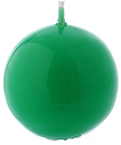 Holyart Candele, ceri, ceretti: Candela Sfera Lucida Ceralacca d. 5 cm verde