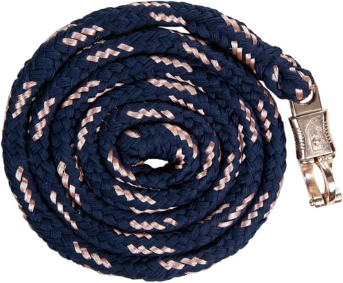 HKM Rosegold Reitgurte Navy/Rosegold 180 cm