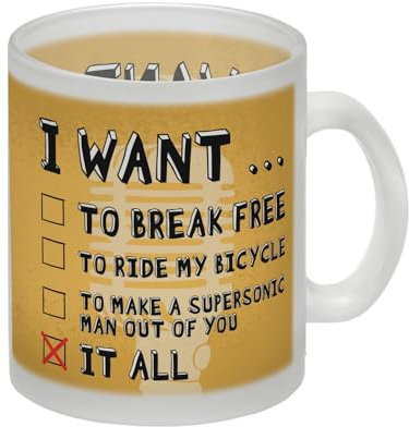 I want … Glas Tasse mit bekannten Songtexten witzige Kaffeetasse mit Anspielung auf bekannte Songtexte für Fans der 80er Jahre Musik Glas Tasse Die perfekte Kaffeetasse für Fans