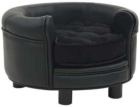 vidaXL Hundesofa Schwarz 48x48x32 cm Plüsch und Kunstleder