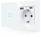 JIMEIDA USB Steckdose 20W Schnelles Laden mit Lichtschalter in Weiß, 16A Glas Steckdose Unterputz mit 1 USB Ladegerät und 1 Typ-C Port, 1-Fach 1-Poliger Touch Wandschalter mit Status-LED