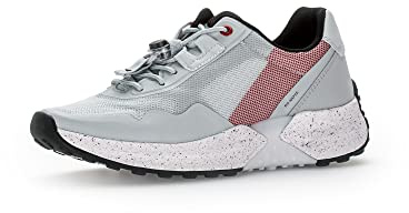 Gabor Damen Low-Top Sneaker, Frauen Halbschuhe,Wechselfußbett,Laufschuhe,schnürschuhe,schnürer,Plateausohle,Turnschuhe,Grey/red,38 EU / 5 UK