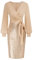 GRACE KARIN Damen HIPS-Wrapped Pailletten Kleid V-Ausschnitt Langarm Bleistiftkleid mit Gürtel M Rose Gold CL1428A22-04