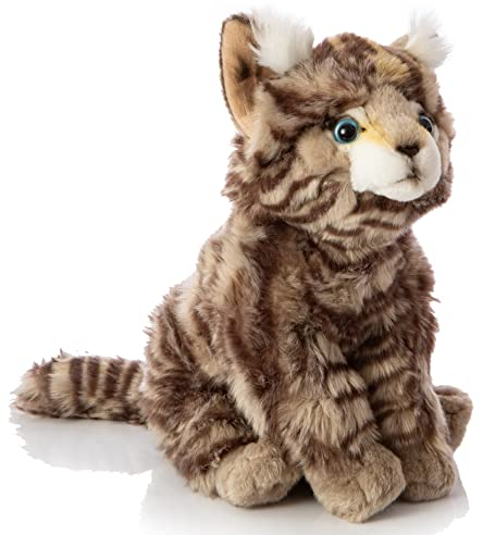 Uni-Toys - Wildkatze grau-getigert, sitzend - 22 cm (Höhe) - Plüsch-Katze - Plüschtier, Kuscheltier