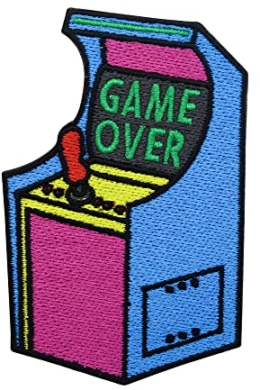 Iron-on Patch - Game Over Retro Machine | Vintage Iron on Patches, Old School Embroidery Patch, Classic Gamer ironable Patch, Oldschool Gaming Badges Finally Home