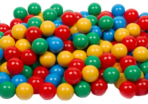 MISIOO Bälle für Bällebad 100 stück - Mehrfarbig Bällebad Bälle - Ø 6 cm - Plastikbälle hergestellt aus 100% LDPE - Spielzeug Baby - Rot/Grün/Blau/Gelb