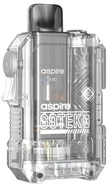 Aspire Gotek X Vaping Kit, Compact, Stylish Design, 650mAh Battery, 2mL Refillable Pod, Adjustable Airflow, Nic Salt Compatible, Beginner-Friendly, E Cigarette, E Cig, No Nicotine (Transparent)