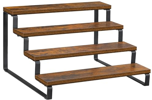 Giikin Gewürzregal aus Holz mit 4 Ebenen, für Arbeitsplatte, Küchentheke, Aufbewahrungsregale, Cupcake-Ständer, Präsentationsständer, rustikales Braun