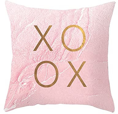 Kissenbezüge 50X50 Pink, Kissen Sofa Landhaus Polyester Kopfkissenbezug 1Stück Xo Ox für Stuhl Wohnzimmer Schlafzimmer