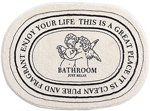 J26 Badematte antirutsch oval Fußmatte Form Badezimmermatte rutschfest Duschmatte schnelltrocknend Küchenmatte Badezimmer Teppich Matte (50 x 80 cm, Engel)
