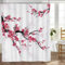 Rideau de douche japonais en polyester imperméable pour salle de bain Motif fleurs de cerisier Rose 183 x 183 cm