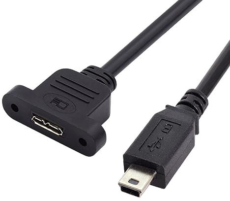 chenyang USB 3.0 Micro-B hembra tipo tornillo de montaje a mini USB 2.0 5Pin macho extensión cable 480Mbps
