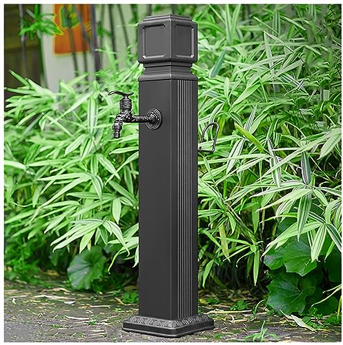 Doorhighpeak Gartenwassersäule mit Zapfen, Hofhydrant frostsicherer Wasserspielbrunnen, Gartenschlauchhalter Ständer Messing Wasserhahn, Outdoor Wasserhahn Verlängerungsschlauch Lätzchen
