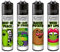 Clipper® Feuerzeuge im Multipack - 4er Set mit coolem Look - Nachhaltig NEU - INKL Gratis Crystal Deko Balls (Weed Slogan #12)