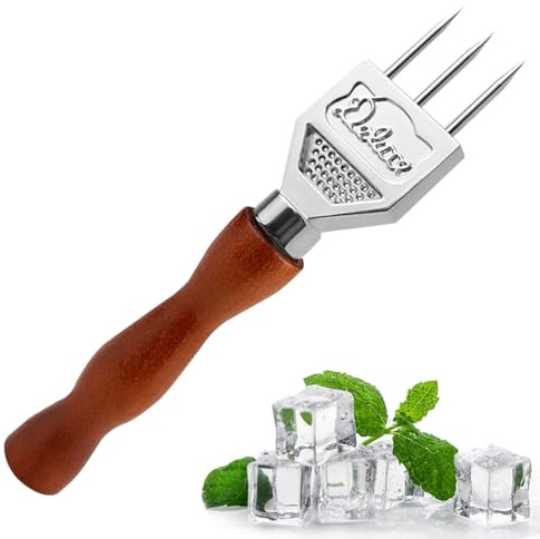 DOERDO Stainless Steel Ice Crusher Metal Ice Pick Ice Chipper with Wood Handle, Bartending Tool for Bar and Kitchen, 7x1.5 Inch…