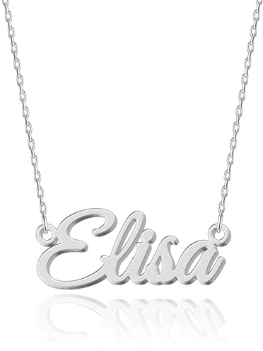 UMAGICBOX Personalisierte Namenskette | 14 Schriftarten zur Auswahl | Anpassbarer Anhänger aus 18K vergoldetem Edelstahl und Sterling Silber | Unvergessliches Geschenk für Sie