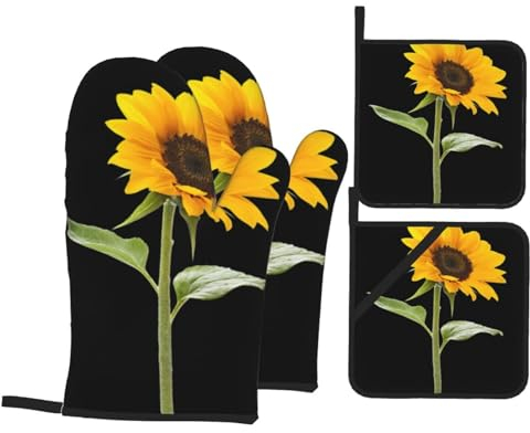 Guanti da forno con stampa di girasoli, presine resistenti al calore, presine, per cucina