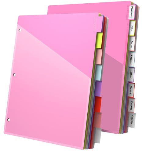 HABGP Blanko-Register für Ordner für 3er-Lochung, Trennblätter mit Tabs, mit Tasche mit transparente Vorderseite, 16 Stück/2 Sets