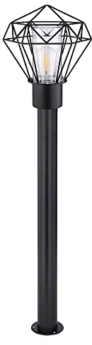 Wegelampe Terrassenlampe Außenleuchte Industriell Stehlampe schwarz Edelstahl Sockelleuchte, 1x E27, LxH 22,5x100 cm