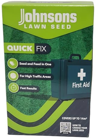 Johnsons Quick FIX Lawn Seed - Fast-Growing, Seed & Feed Mix, Ideal for High Traffic Areas, Covers up to 14m² - Lawn Restoration Made Simple