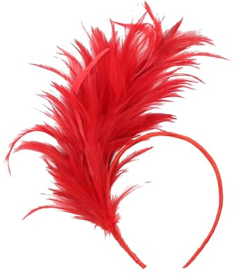 Flapper Bandeau,Headband Plume,Bandeau Plume,Bandeau Plume Année 20,Bandeau Flapper Vintage,Bandeaux De Plume Noire Des Années,Bandeau Plume Headband,Bandeau Années 20s Vintage Flapper(Rouge)
