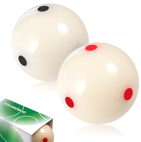 DONZWIYES Pro-Cup Pool Cue Ball 2 1/4 6 Dots AAA-Grade Regulation Size Pool Billiard Training Cue Ball(2 Pack,Red and Black Set)