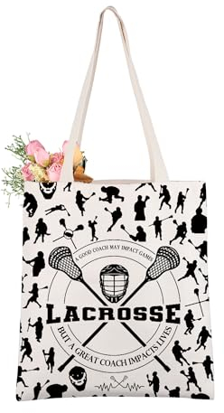 AKTAP Lacrosse Coach Gifts Tragetasche Lax Coach Wertschätzungsgeschenk A Good Coach May Impact Games But a Great Coach Impacts Lives, Lacrosse Coach Tote, 14.56 inches (37cm) tall and 12.59 inches