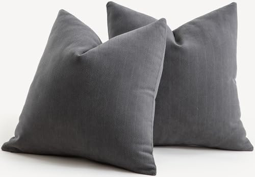 Mandioo 2er Set Kissenbezug 45x45 cm Mokka braun Chenille Kissenbezüge weich Gemütlich langlebig modern Zierkissenbezug Dekokissen Kissenhülle für Sofa Wohnzimmer Schlafzimmer