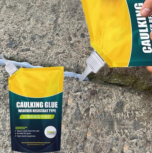 Scellant de réparation imperméable pour les fissures du béton, 200g Colle à calfeutrer pour béton, Remplisseur fissures en ciment à séchage rapide, Scellant de Réparation pour Joints (blanc, 1)
