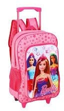 GIFTIDEAZZ Kids Wheeled Trolley Backpack - Foldable Suitcase Rucksack with Favorite Character Designs - Travel Carry-on Luggage for Children (Deluxe Barbie and Friends Trolley)