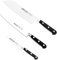 Arcos Serie Lyon - Set de Cuchillos de Cocina 3 piezas (Mondador + Cocina + Santoku) - Hoja de Acero Inoxidable Forjado NITRUM - Mango de Polioximetileno (POM) - Color Negro