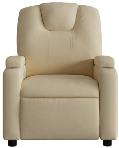 IKAYAA Relaxsessel, Massage Sessel, Massagestuhl, Fernsehsessel, Wohnzimmer Sessel, Liegesessel, Massagesessel Elektrisch Creme Stoff #02