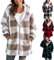 Manteau d'hiver à carreaux pour femme Veste Polaire Teddy en Peluche pour Cardigan en Peluche Souple Zippée pour Femme Mode chic en Chaud Hiver Décontractée Doux Ample Outerwear