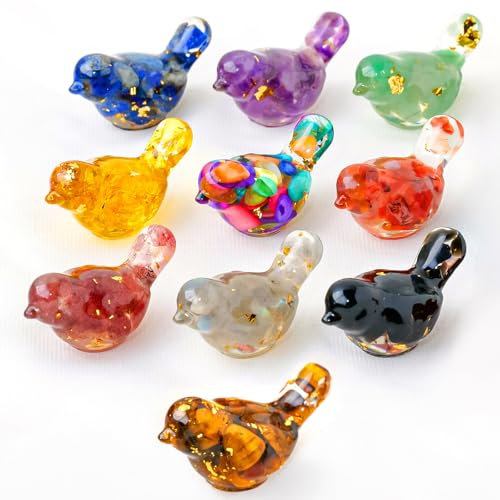 RJINGSHI 10pcs Crystal Birds Figurines Resin Gravel Bird Decoration Animal Statue Miniature Crystals Animals Crystal Figurines Bird Gifts